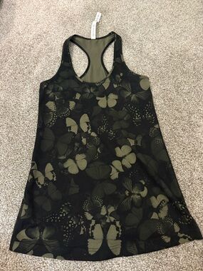 lululemon athletica Black and Olive Butterfly Racerback Tank